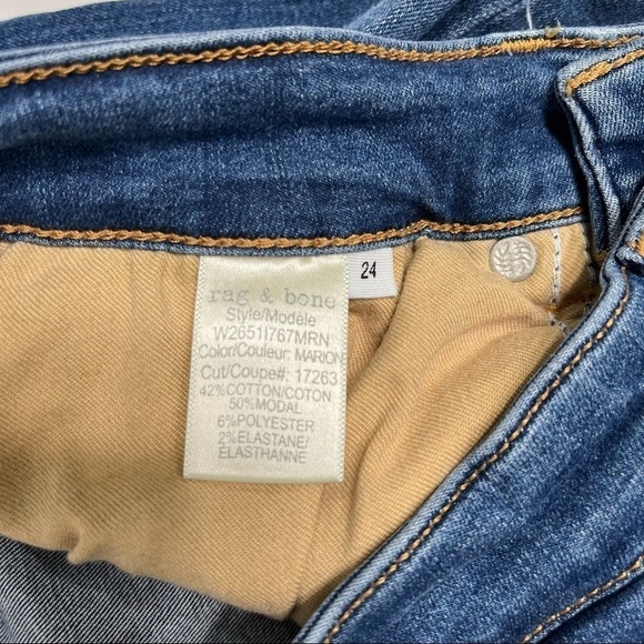Rag and bone cate  mid-rise ankle skinny raw hem jeans size 24 - Picture 5 of 12